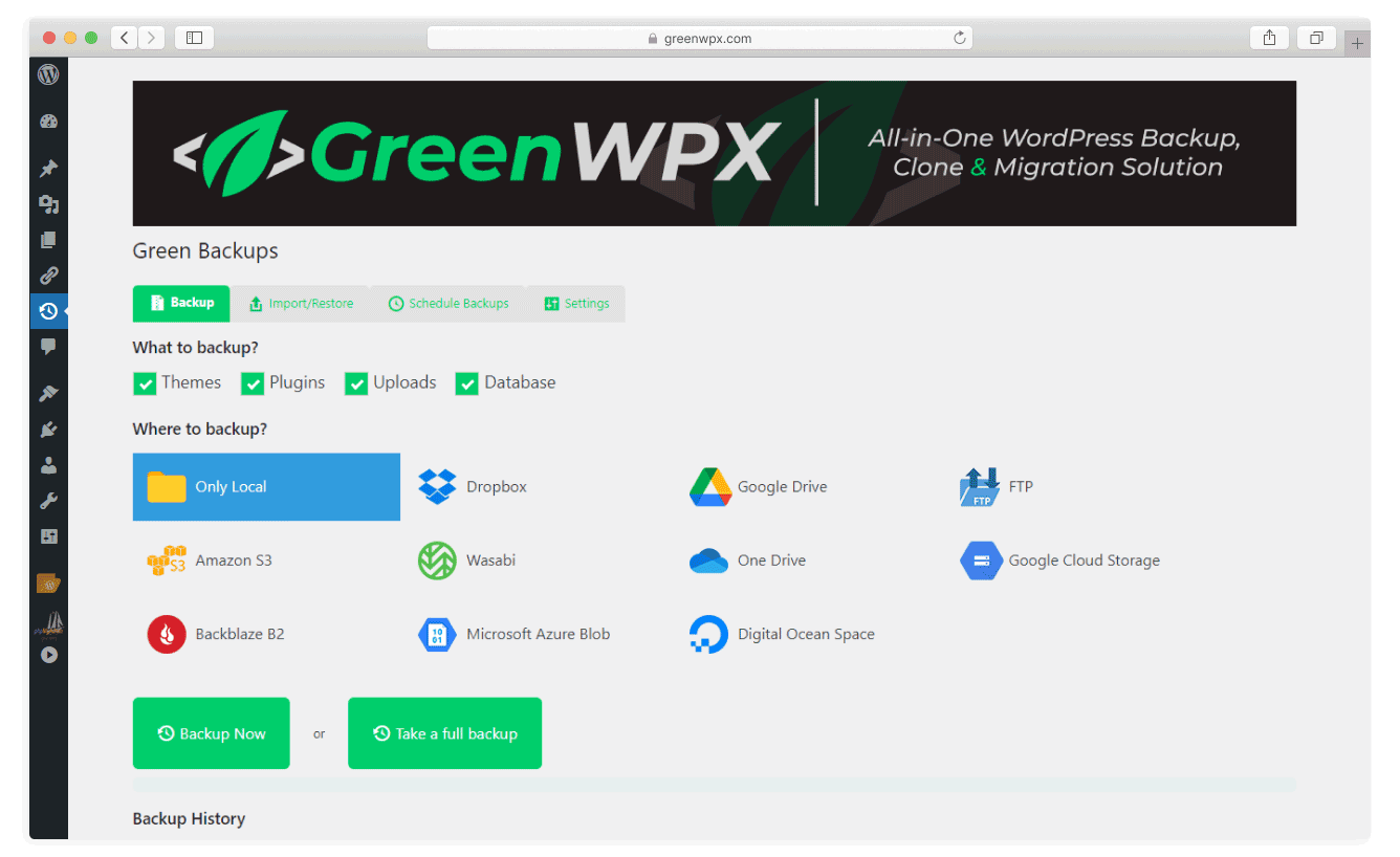 Backup Your WordPress Site To Google Drive Using Green Backup