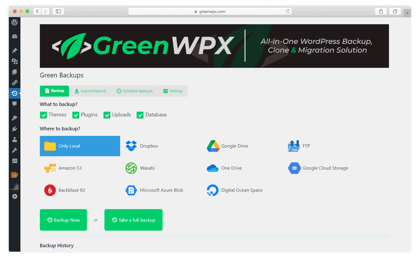 Backup Your WordPress Site To Google Cloud Storage Using Green Backup